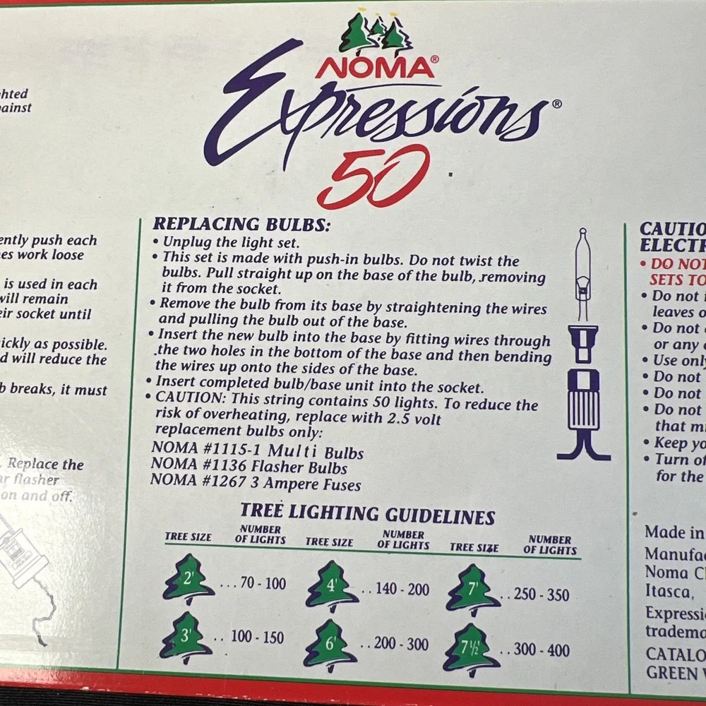 New VTG Set Of 2 - Noma‎ Expressions 50ct End To End Christmas Light Sets